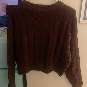 brown cable knit boutique sweater